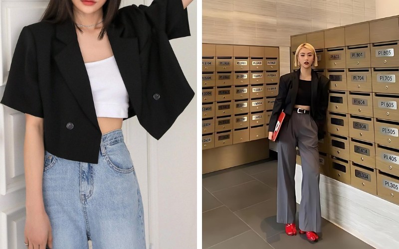 Kết hợp áo blazer với áo croptop